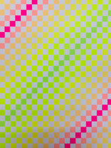 Neon Rainbow Checkered Polyester Spandex Fabric - Neon Rainbow Checkered, 58"/60" Width (1 Yard)