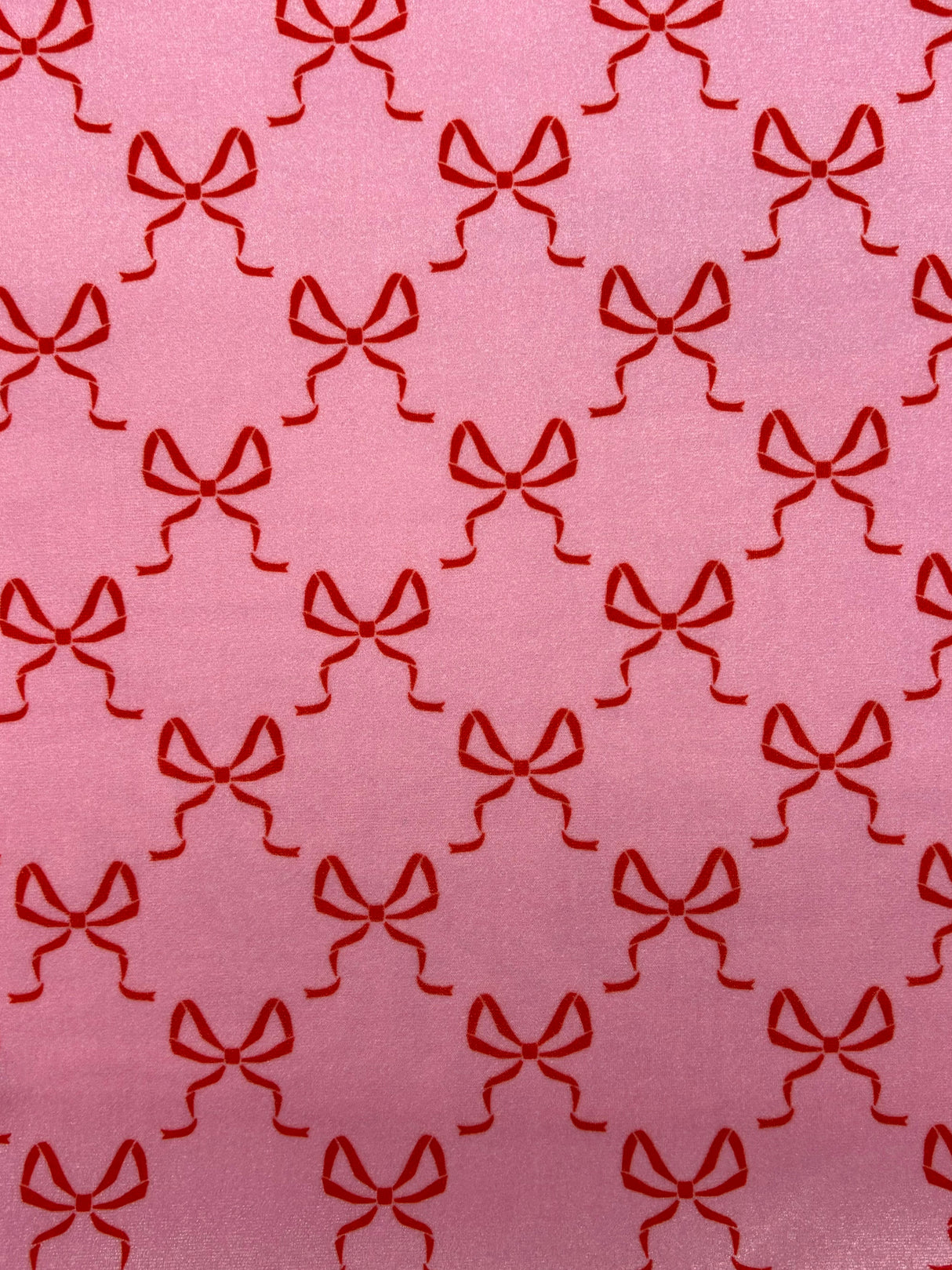 Bow Print Velvet Velvet Fabric - Pink, White Bow Print, 1 Yard