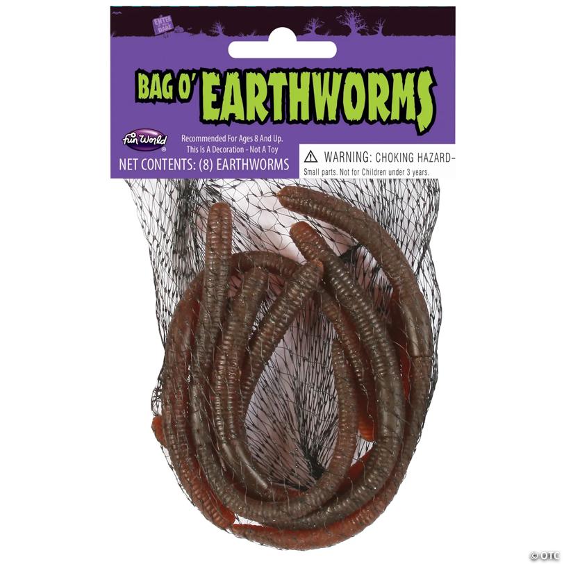 Fun World® Realistic Bag of Earthworms Halloween Decoration - 8 pc