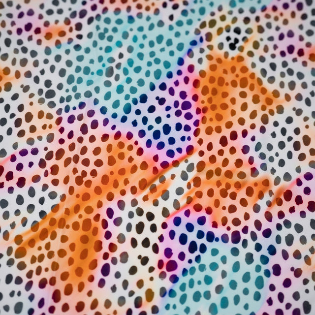 Funky Airbrushed Spots Printed Spandex Fabric - Blue, Airbrushed Spots, 55/56" Width (1 Yard)