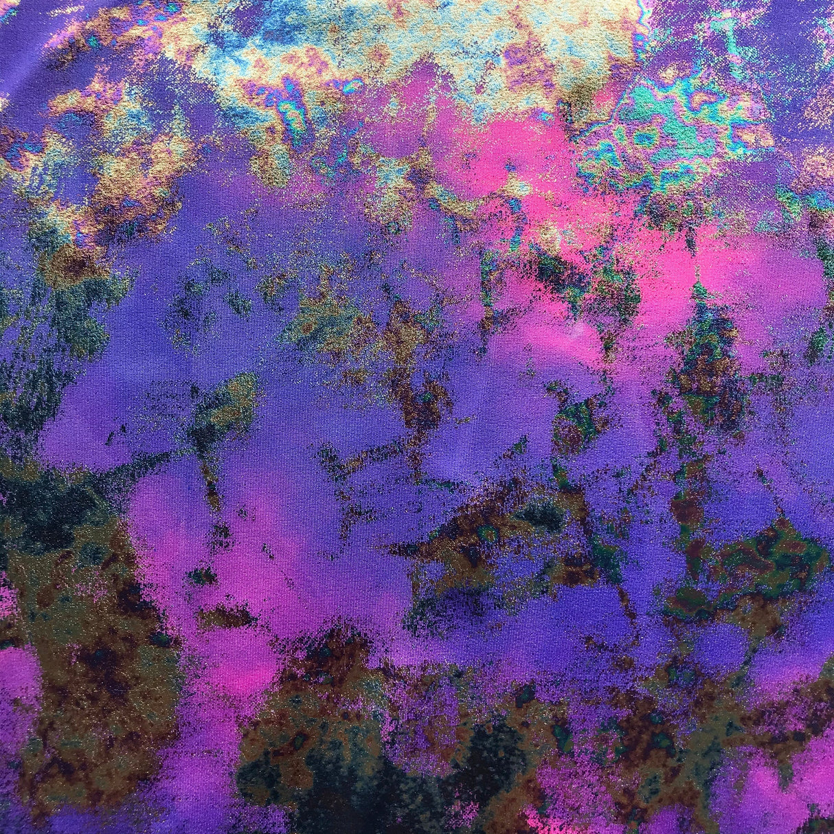 Funky Clouds Nylon Spandex Fabric - Distressed Iridescent Tie-Dye Print, 56" Width, 4-Way Stretch (1 Yard)