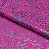 Funky Leopard Hologram Spandex Fabric - Leopard Tiger Stripe Oil Slick Foil, 56/58" Width (1 Yard)