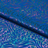 Funky Leopard Hologram Spandex Fabric - Leopard Tiger Stripe Oil Slick Foil, 56/58" Width (1 Yard)