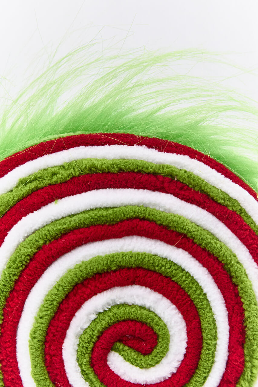 19.5" x 6.5” Green, Red & White Furry Lollipop Spray