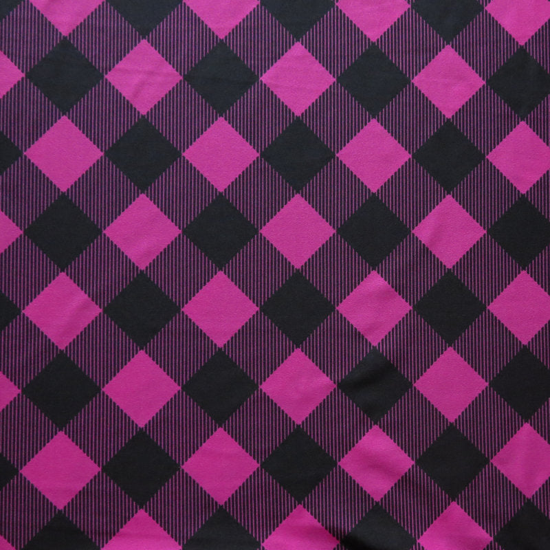 Swim Knit Poly Spandex Fuschia and Black Check