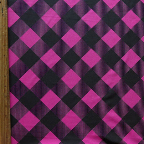 Swim Knit Poly Spandex Fuschia and Black Check