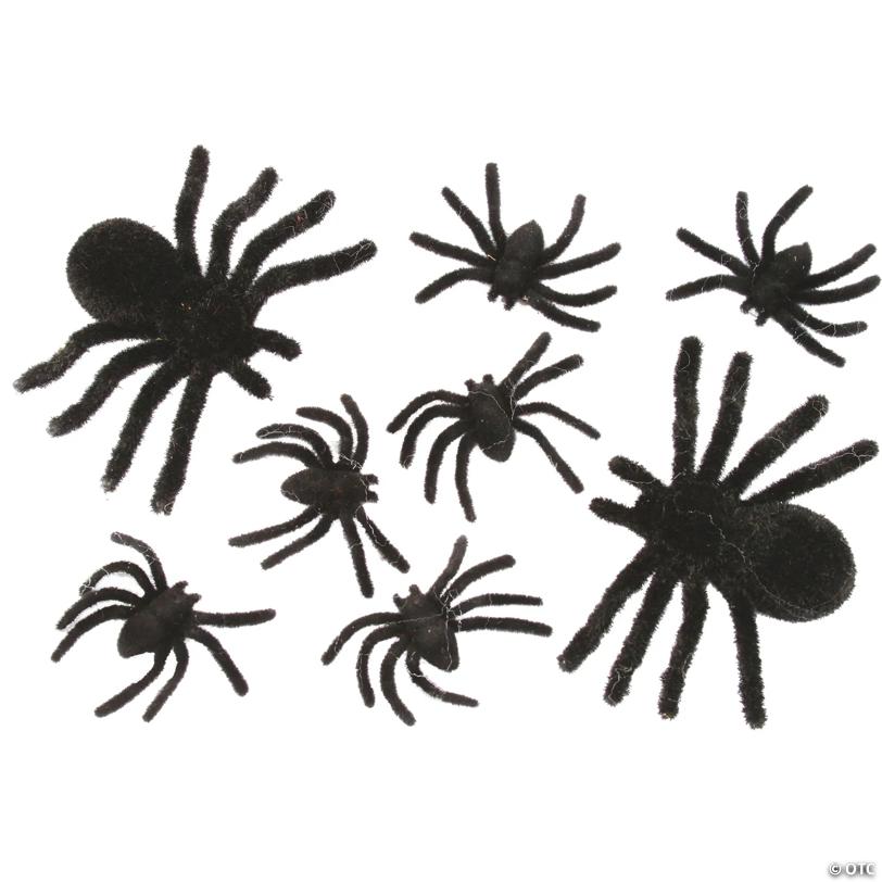 Fuzzy Spider Decorations - Set of 8
