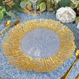 Glass Charger Plate 13" Clear Gold Reef