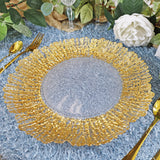 Glass Charger Plate 13" Clear Gold Reef