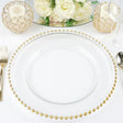 Glass Charger Plate 13 Inch Clear Gold Beaded