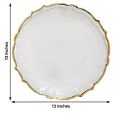 Glass Charger Plate 13" Gold Sunflower Scallop Rimmed