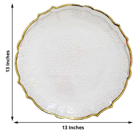 Glass Charger Plate 13" Gold Sunflower Scallop Rimmed