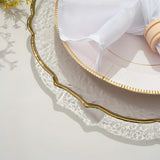 Glass Charger Plate 13" Gold Sunflower Scallop Rimmed