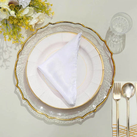 Glass Charger Plate 13" Gold Sunflower Scallop Rimmed
