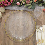 Glass Charger Plate 13" Gold Sunflower Scallop Rimmed