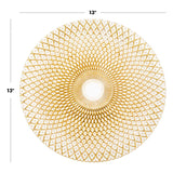 Glass Charger Plate 13" Gold Radiant Peacock Tail