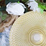 Glass Charger Plate 13" Gold Radiant Peacock Tail