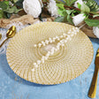 Glass Charger Plate 13" Gold Radiant Peacock Tail