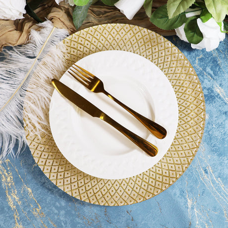 Glass Charger Plate 13" Gold Radiant Peacock Tail