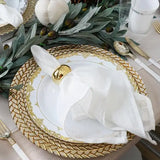 Glass Charger Plate 13 Inch Clear Gold Braided Rim
