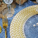 Glass Charger Plate 13 Inch Clear Gold Braided Rim