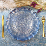 Glass Charger Plate 13" Dusty Blue Pearl Crest