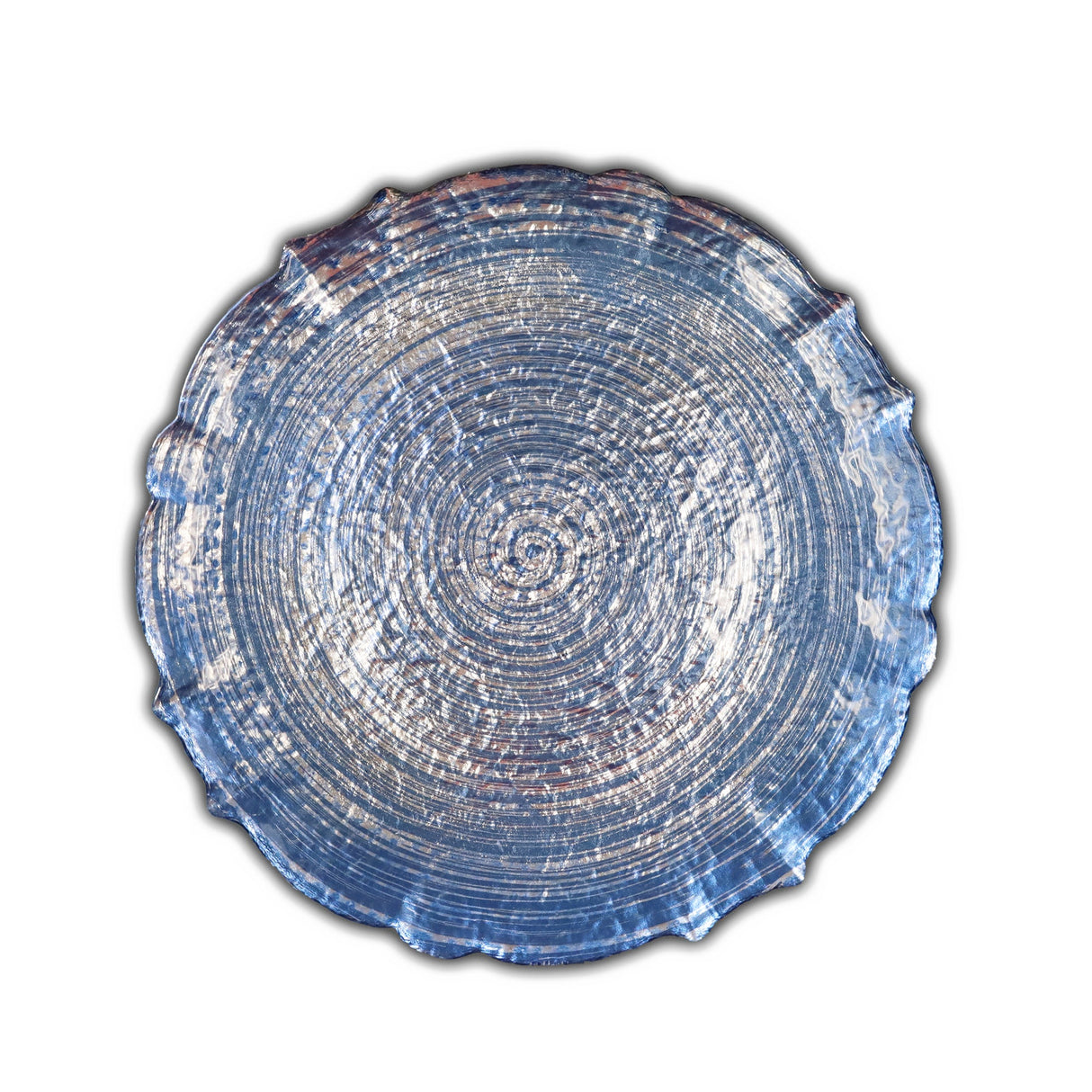 Glass Charger Plate 13" Dusty Blue Pearl Crest