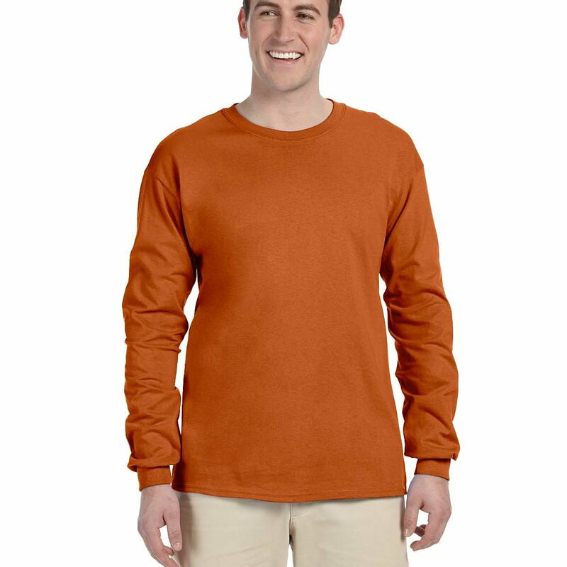 Gildan 5400 Long Sleeve Cotton Fabric - Texas Orange, Classic Fit, Rib Cuffs (1 Piece)