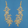 1 Pair Beaded & Corded Floral Lace Applique Embroidered on 100% Polyester Organza 13" x 4" Each Side