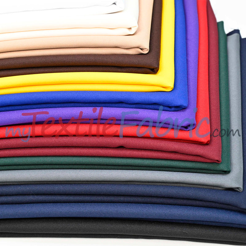 Polyester Gabardine Fabric - Multiple Colors, 58" Width (1 Yard)