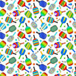Cotton Print White Pickleball Paddle Fabric 44/45"