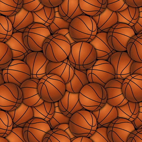 Cotton Print Orange Packed Basketball Fabric 44/45"