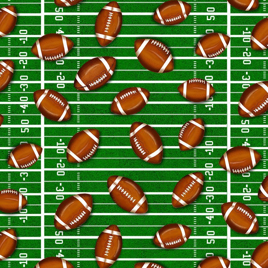 Cotton Football Print Fabric by the Yard 44/45" Green