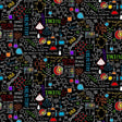 Cotton Science Print Fabric Black 44/45"