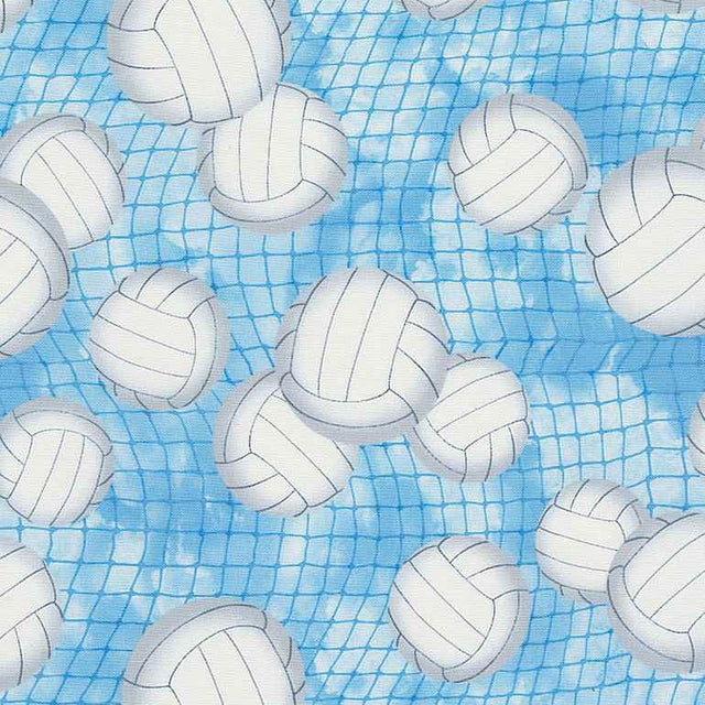 Cotton Print Blue Volleyball Fitness Fanatic Fabric
