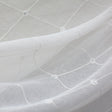 Gallery Fabric Embroidered Diamond Rhinestone Sheer Fabric - White, Cream, Diamond Embroidery, 110" Width (1 Yard)