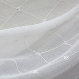 Gallery Fabric Embroidered Diamond Rhinestone Sheer Fabric - White, Cream, Diamond Embroidery, 110" Width (1 Yard)
