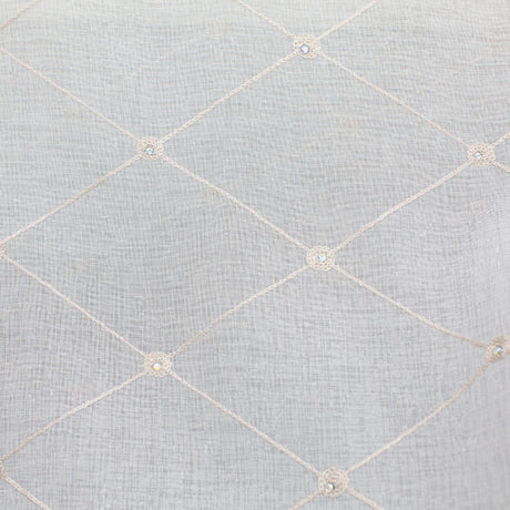 Gallery Fabric Embroidered Diamond Rhinestone Sheer Fabric - White, Cream, Diamond Embroidery, 110" Width (1 Yard)
