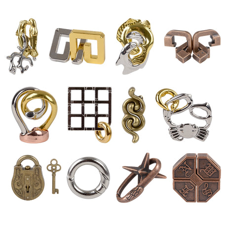 Metal Brain Teaser Puzzles (24 PC Display)