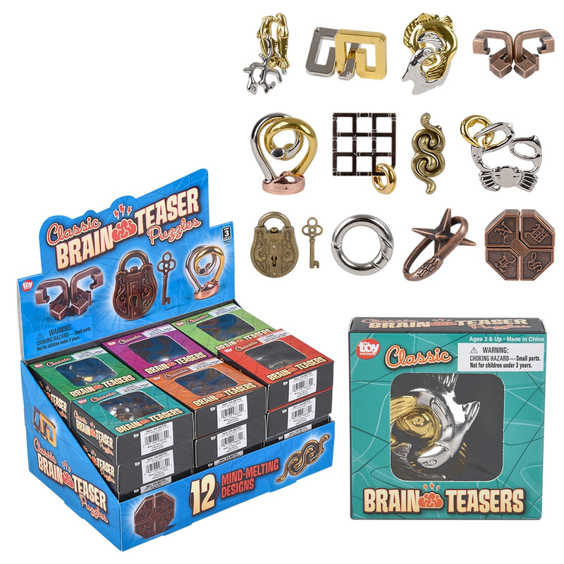 Metal Brain Teaser Puzzles (24 PC Display)