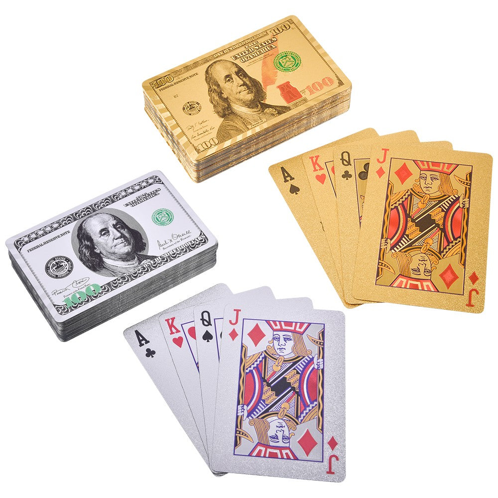 Playing Cards Gold And Silver Foil $100 Bill