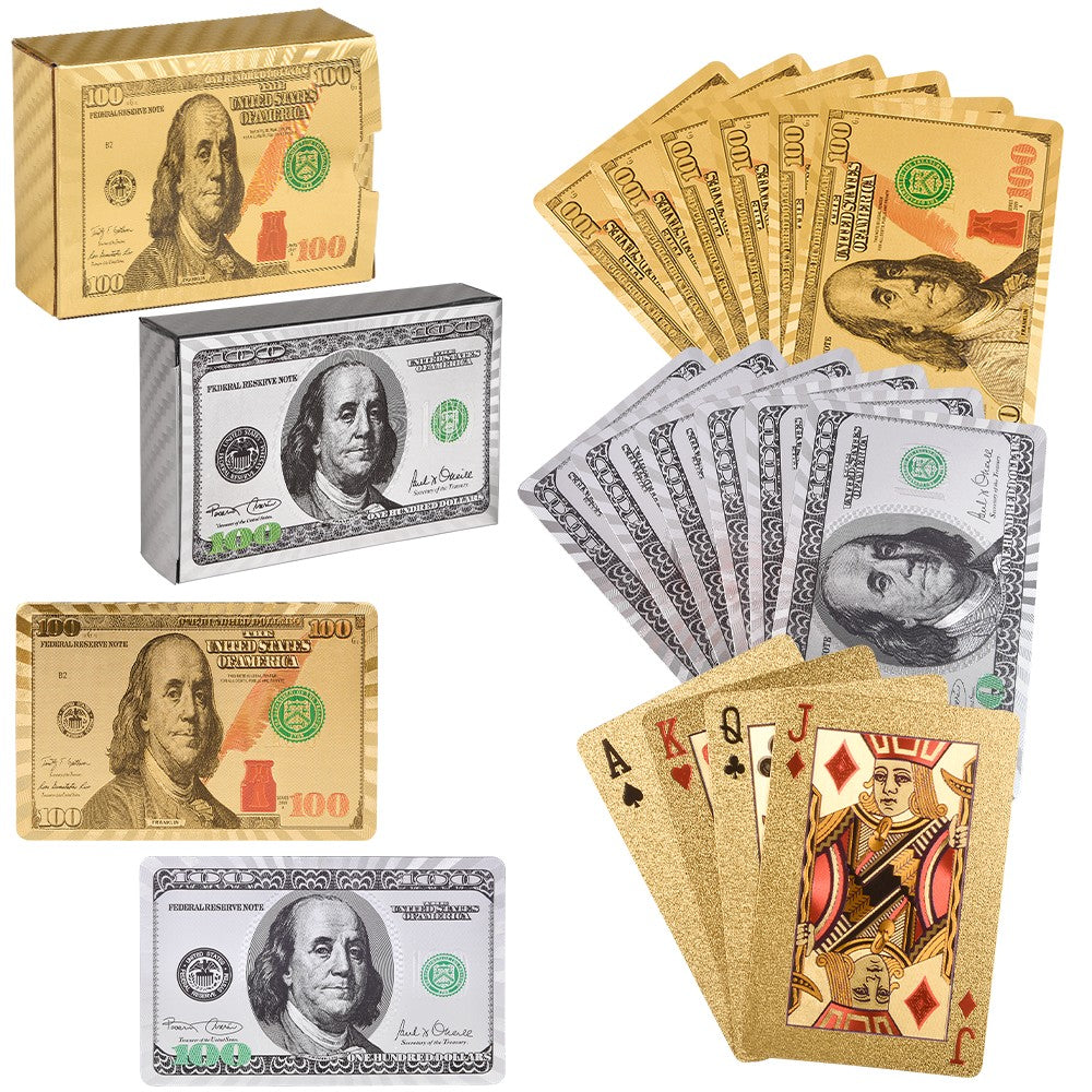 Playing Cards Gold And Silver Foil $100 Bill