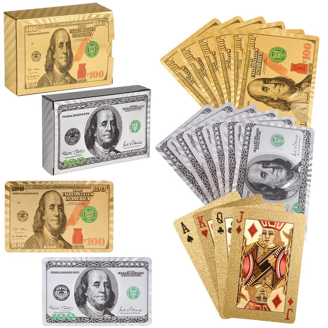 Playing Cards Gold And Silver Foil $100 Bill