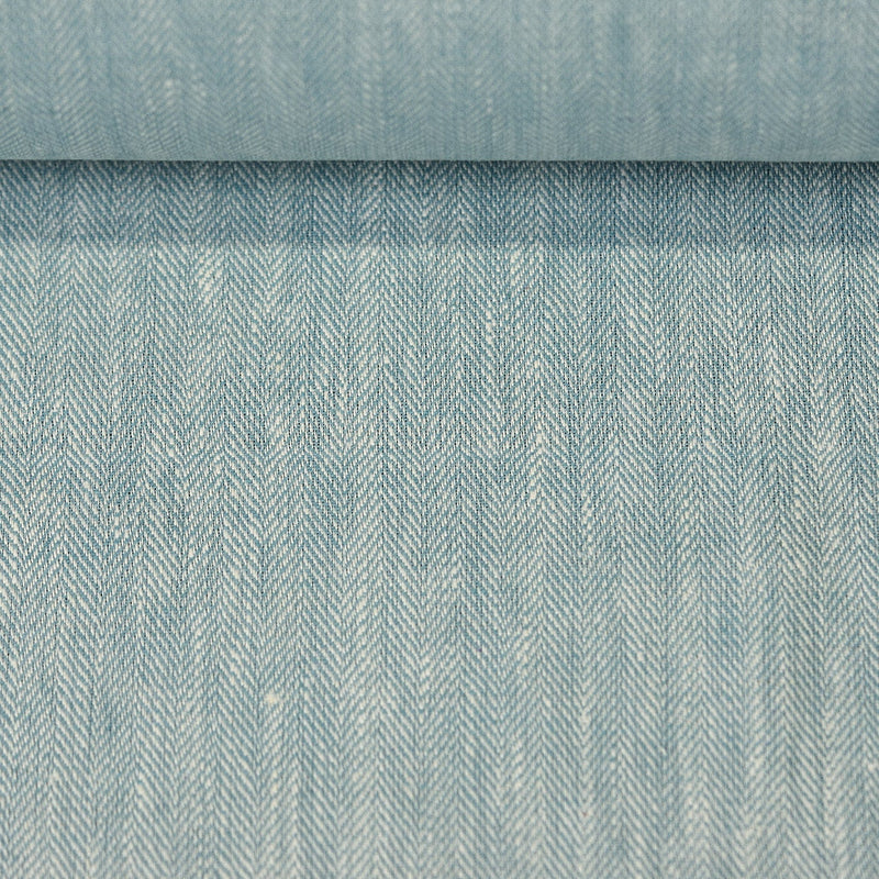 1 Yard Linen Novelty Herringbone Yarn-Dyed Fabric Azure Color 54” Width