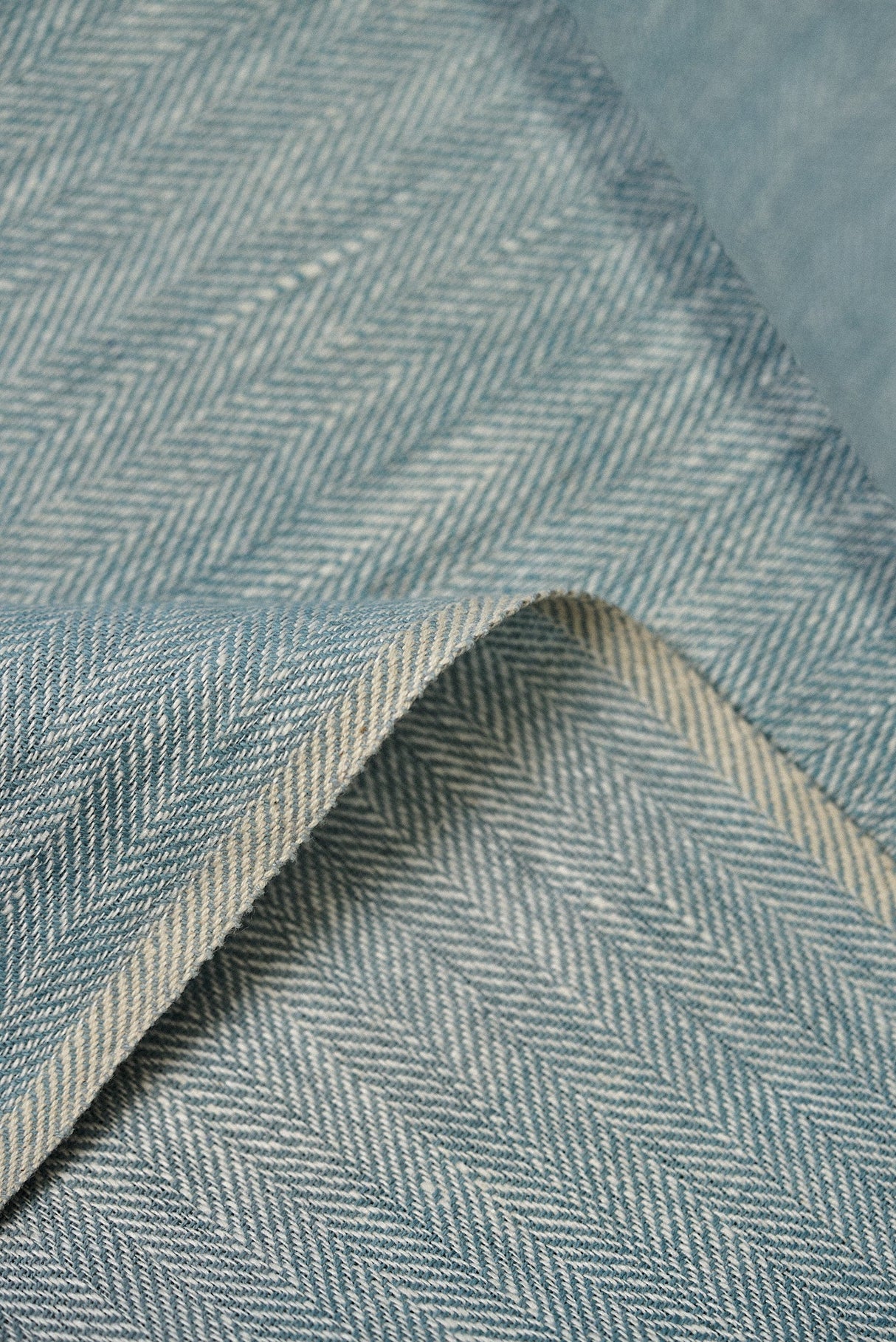1 Yard Linen Novelty Herringbone Yarn-Dyed Fabric Azure Color 54” Width