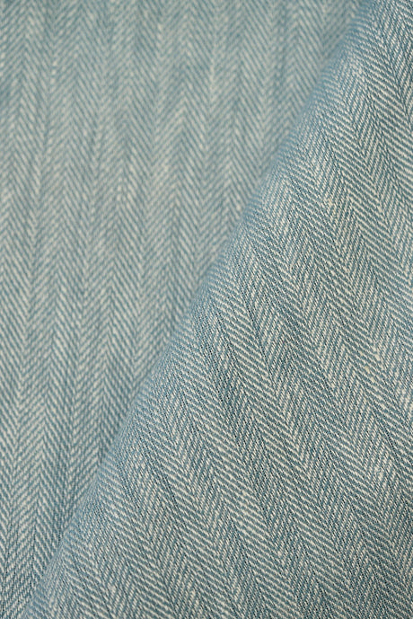 1 Yard Linen Novelty Herringbone Yarn-Dyed Fabric Azure Color 54” Width