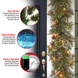 6FT Pre-Lit Glittery Bristle Pine Garland with LED Lights