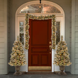 Pre-Lit Glittery Bristle Pine Garland with Clear Lights, 9 Foot (Plug-In)