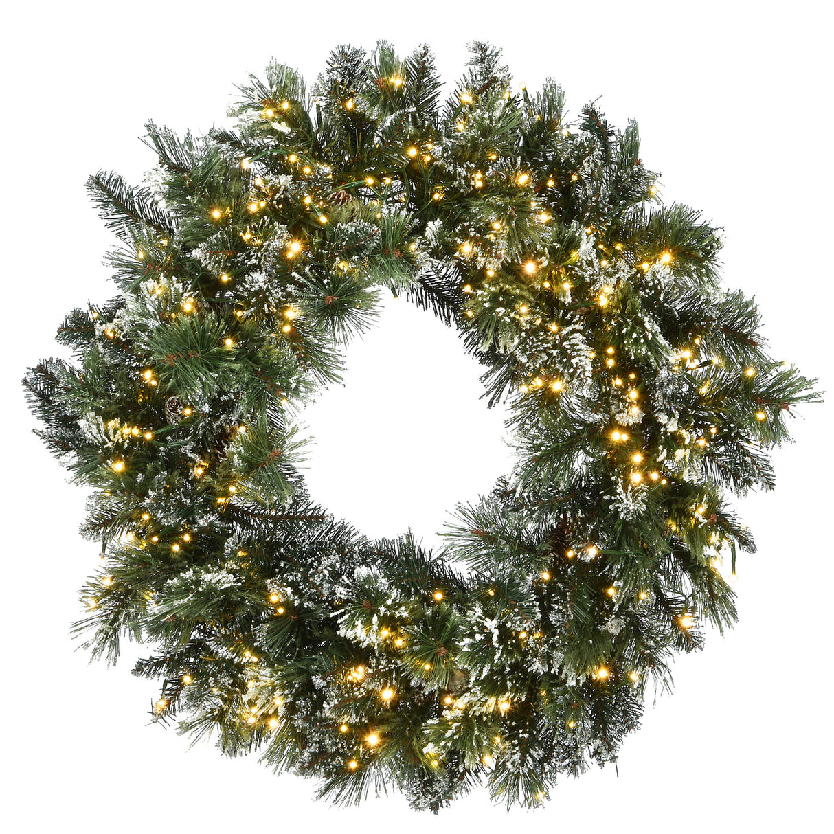 Pre-Lit Glittery Bristle Pine Wreath with Dual Color LED Cosmic Lights, 30 Inch