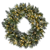 Pre-Lit Glittery Bristle Pine Wreath with Dual Color LED Cosmic Lights, 30 Inch